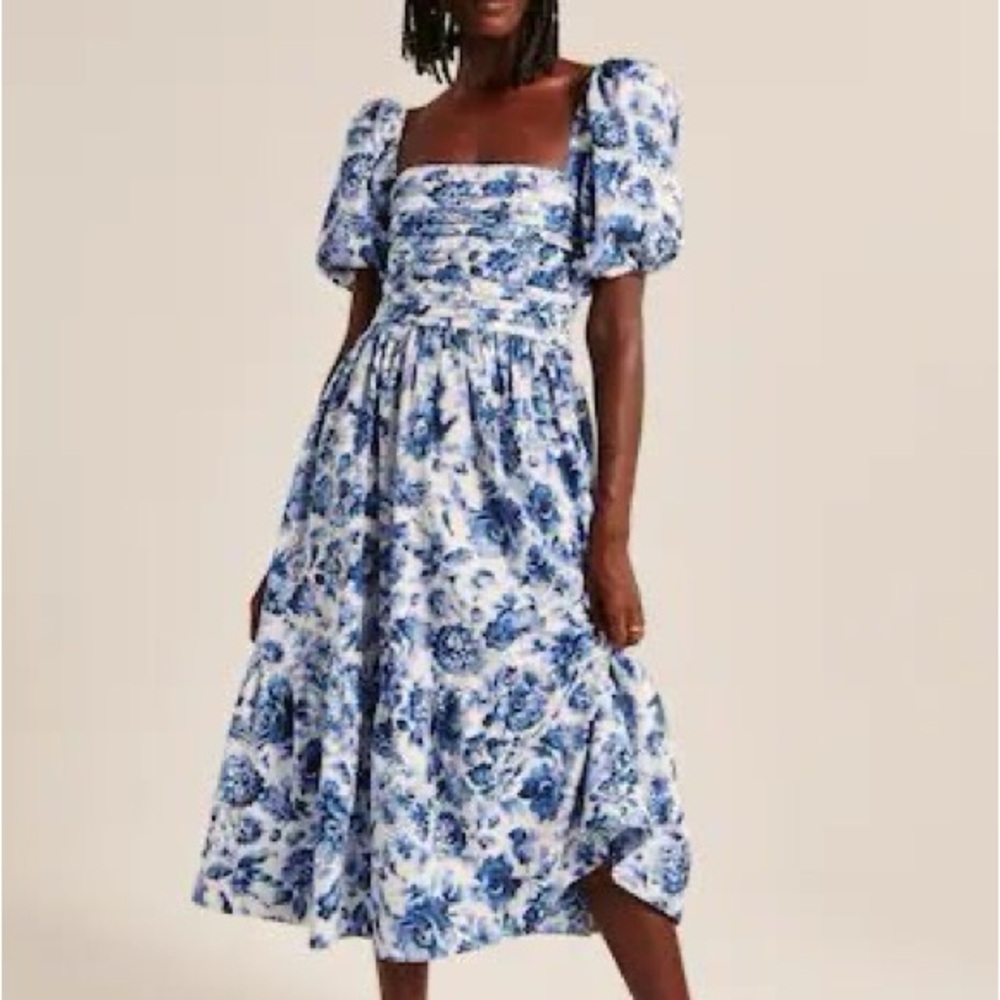 Abercrombie floral poplin midi dress